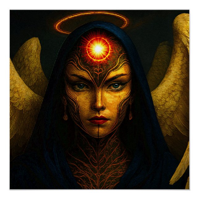 Póster Himmlische Wächter Engel - Glasbaustein Stil (Anverso)