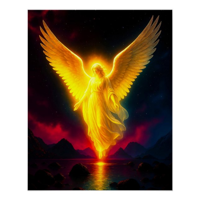 Póster Himmlischer Wächter im goldenen Licht (Anverso)