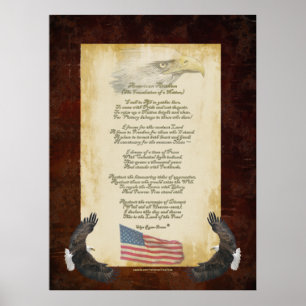 Póster "Himno Americano" poema original patriótico Bander