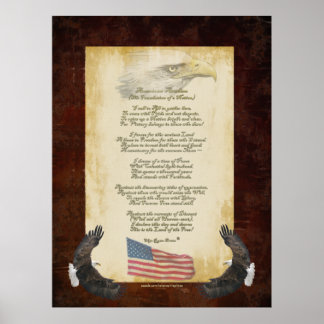 Póster "Himno Americano" poema original patriótico Bander
