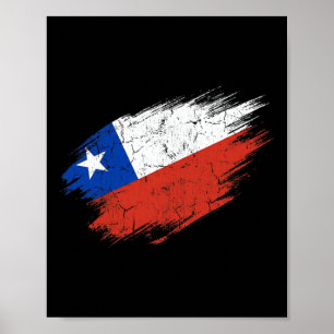 Póster Hincha de fútbol de Chile Bandera desgastada Orgul