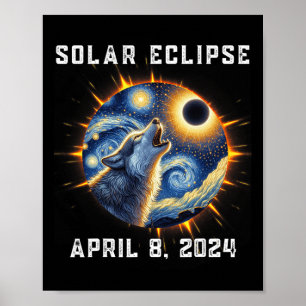 Póster Hinchas De Lobo Totalidad Eclipse Solar 2024 Total