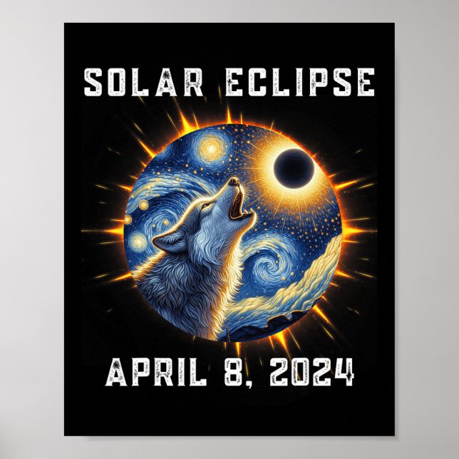 Póster Hinchas De Lobo Totalidad Eclipse Solar 2024 Total (Frente)