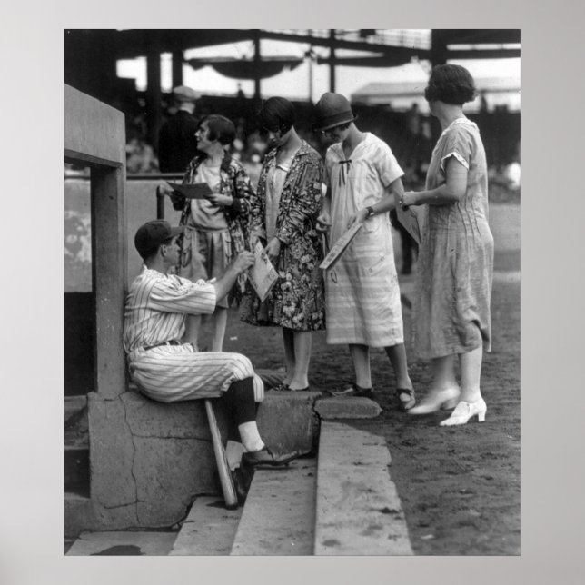 Póster Hinchas del Día de las Damas de Béisbol, años 20 (Frente)