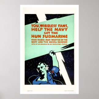 Póster Hinchas inalámbricos, ayuda a la marina (US02299)