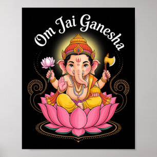 Póster Hindu Ganesha Puja Dios Elefante India Meditación 