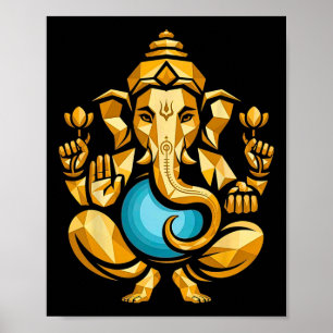 Póster Hindu Ganesha Puja Dios Elefante India Meditación 