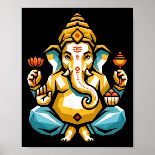 Póster Hindu Ganesha Puja Dios Elefante India Meditación