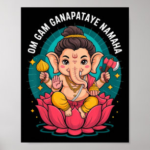 Póster Hindu Ganesha Puja Dios Elefante India Meditación 