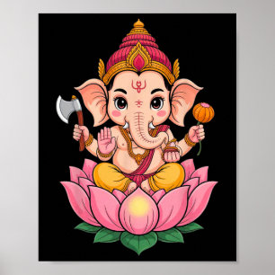 Póster Hindu Ganesha Puja Dios Elefante India Meditación 