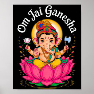 Póster Hindu Ganesha Puja Elephant God India Meditación Y