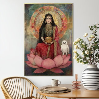 Póster Hindu Goddess Lakshmi Art Nouveau Mosaic Painting