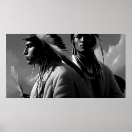 Póster Hindúes de raza negra y blanca 2 hombres Monocromo