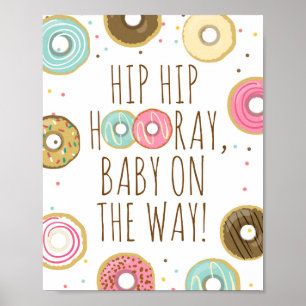 Póster Hip Hooray Baby En Camino Del Rótulo Donut Baby Sh