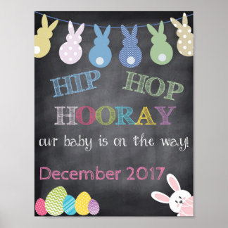 Póster Hip Hop Hooray Invitación de Embarazo en Pascua