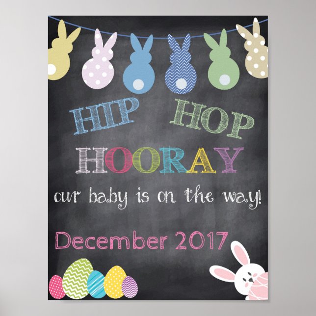 Póster Hip Hop Hooray Invitación de Embarazo en Pascua (Frente)