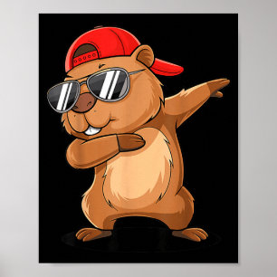 Póster Hip Hop Marmota haciendo Dab con gorra al revés Su