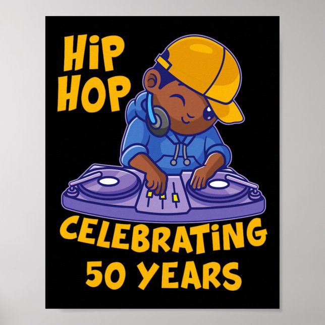 Póster Hip Hop Música 50 años Historia Negra Dj Da (Frente)