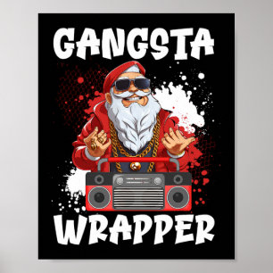 Póster Hip Hop Santa Claus Gangster Navidades Gangsta Wra