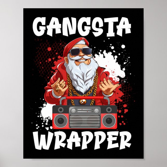 Póster Hip Hop Santa Claus Gangster Navidades Gangsta Wra (Frente)