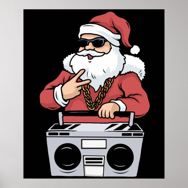 Póster Hip Hop Santa Claus Gift Gangster Ghettoblaster (Frente)