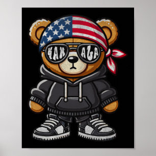 Póster Hip Hop Teddy Bear Kamala Harris Para Presidente 2