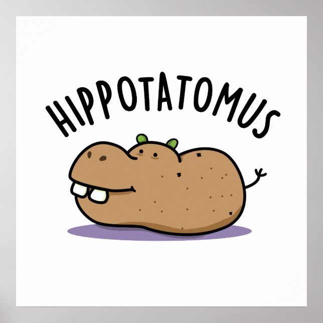 Póster Hip-potato-mus Funny Hippo Pun (Frente)