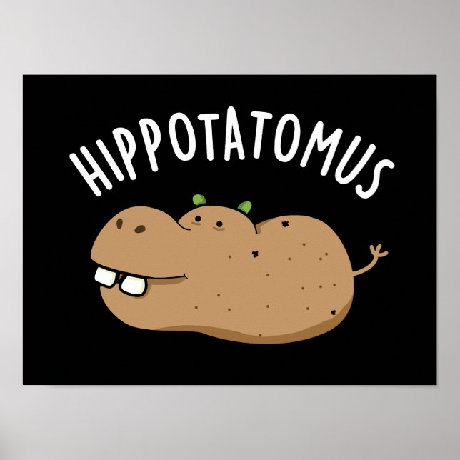 Póster Hip-potato-mus Funny Hippo Pun Dark BG (Frente)
