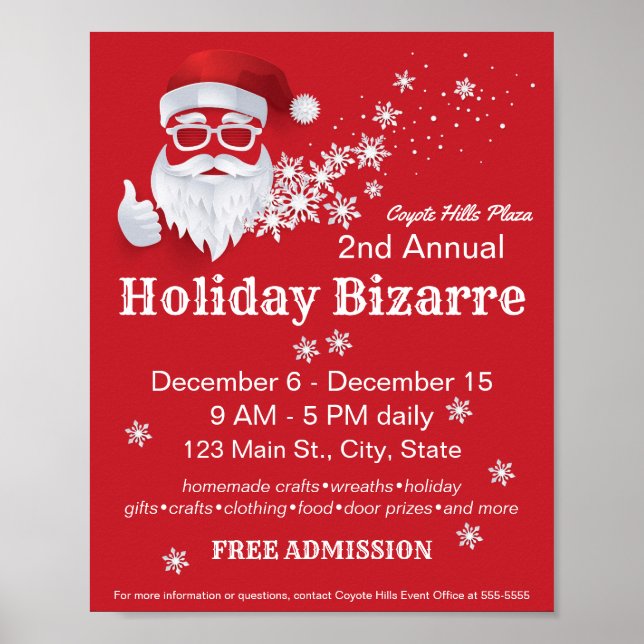 Póster Hip Santa Claus Papercut on Red Christmas Event (Frente)