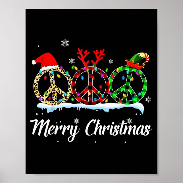 Póster Hipe Peace Sign Santa Hat Reindeer Merry Christmas (Frente)