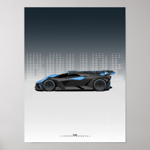 Póster Hiperauto Bolide - Auto Futurista Negro y Azul