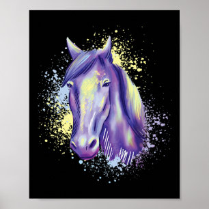 Póster Hípica acuarela Caballo Montada en Caballo