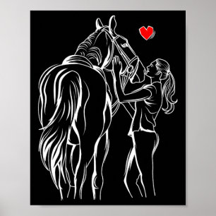 Póster Hípica Chica mujeres cabalgando a caballo