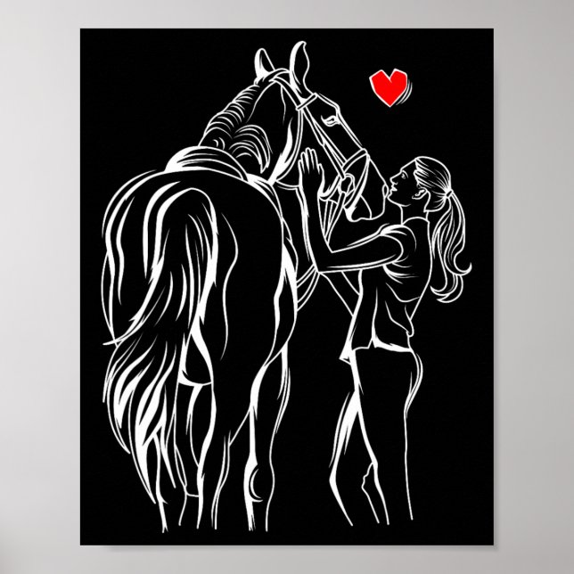 Póster Hípica Chica mujeres cabalgando a caballo (Frente)