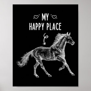 Póster Hípica en Mi Feliz Lugar Caballo Ecuestre L