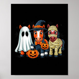 Póster Hípica retro Y Halloween Calabaza Hombres Ki