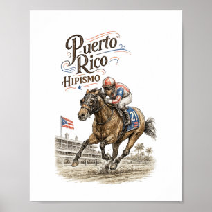 Póster Hipismo Puerto Rico Carreras de Caballos