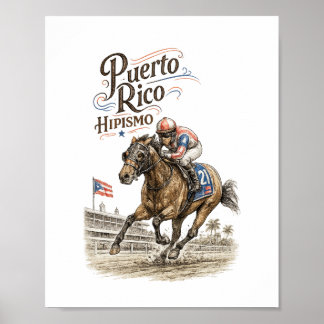 Póster Hipismo Puerto Rico Carreras de Caballos