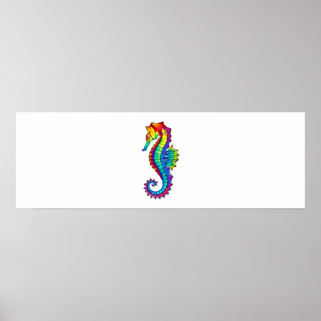 Póster Hipoahoría marino poligonal arcoiris (Frente)