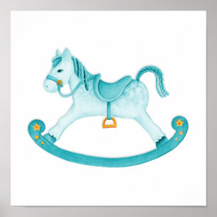 Póster Hipódromo acuarela de caballo niños poster de guar