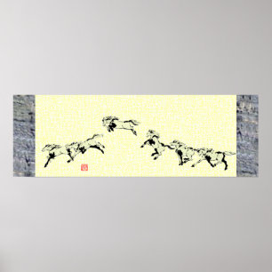 Póster Hipódromo samurai japonés