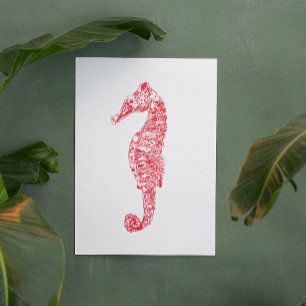 Póster Hipomposo marino rojo vida marina de ilustracion a