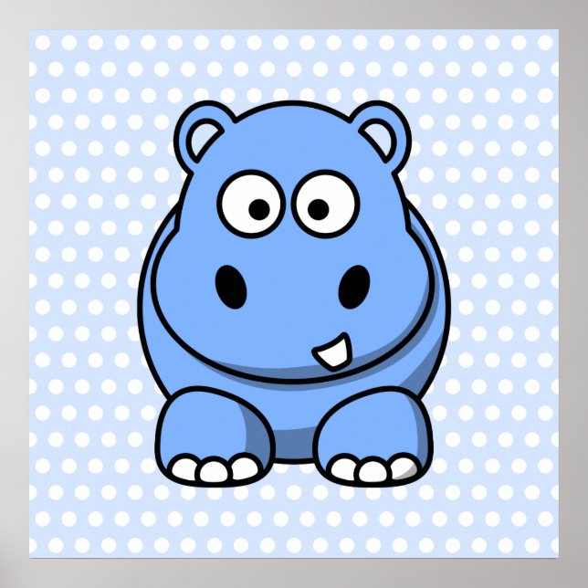 Póster Hipopótamo Azul Adorable (Frente)