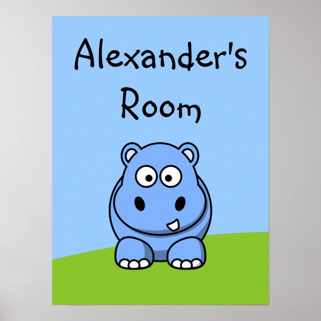Póster Hipopótamo Azul Adorable (Frente)