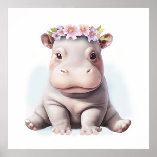 Póster Hipopótamo Bebé Adorable