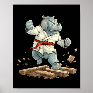 Póster Hipopótamo de Kickboxing Taekwondo Karate MMA Dive