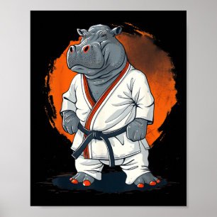 Póster Hipopótamo de Kickboxing Taekwondo Karate MMA Dive