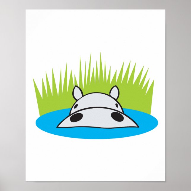 Póster hipopótamo escondido en el agua (Frente)