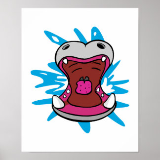 Póster hipopótamo hambriento