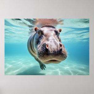 Póster Hipopótamo Naturaleza de la diversión animal